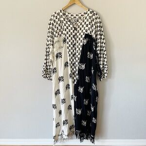 Pegasus Black/White Caftan Kimono Art To Wear Yin and Yang One Size